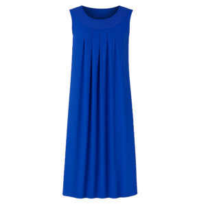 پیراهن یقه گرد زنانه مدل راحتی نگین دار رنگ آبی تیره