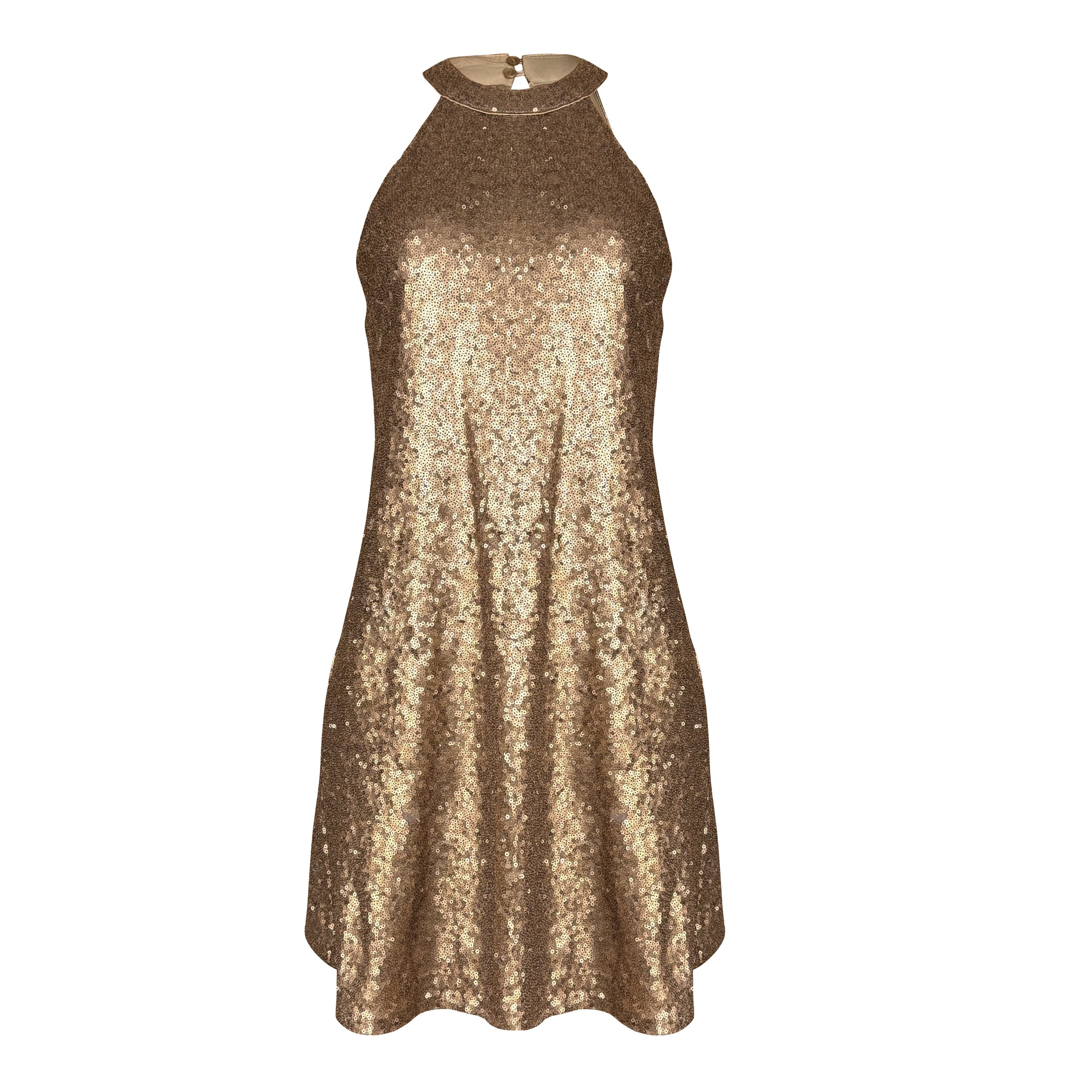 پیراهن یقه هالتر زنانه بوتگا ونتا مدل عروسکی پولکی رنگ طلایی پیراهن یقه هالتر زنانه بوتگا ونتا مدل عروسکی پولکی رنگ طلایی